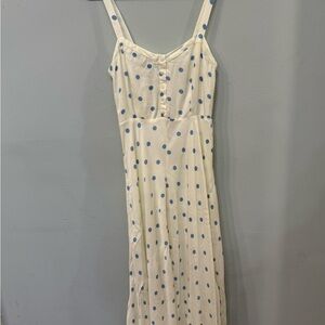 Zara Cream and Blue Sleeveless Maxi Sundress